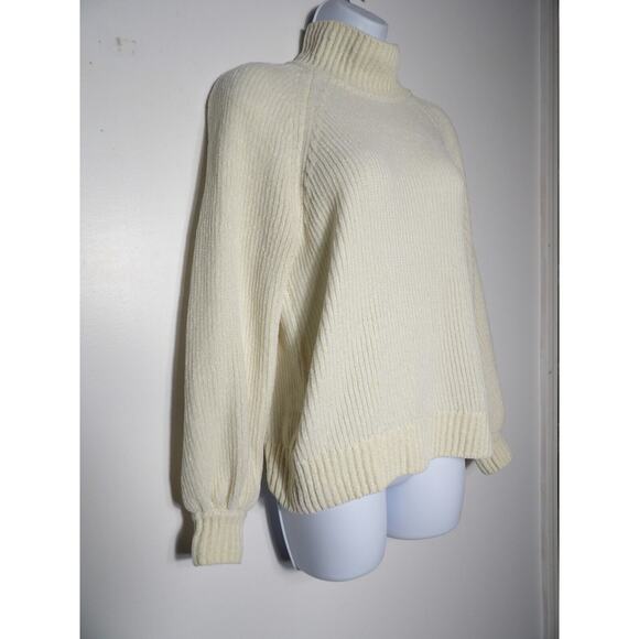 Loft Chenille Sweater Womens XS Cream Ivory Soft Mock Neck Cozy Minimalist Warm - Picture 4 of 12